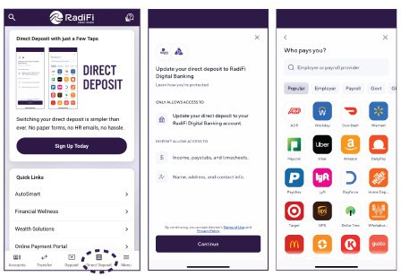 RadiFi Member Signing Up for Direct Deposit