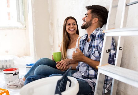 Couple using a home equity line of credit for home renovations