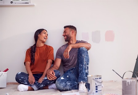 Couple using a home equity line of credit for home renovations